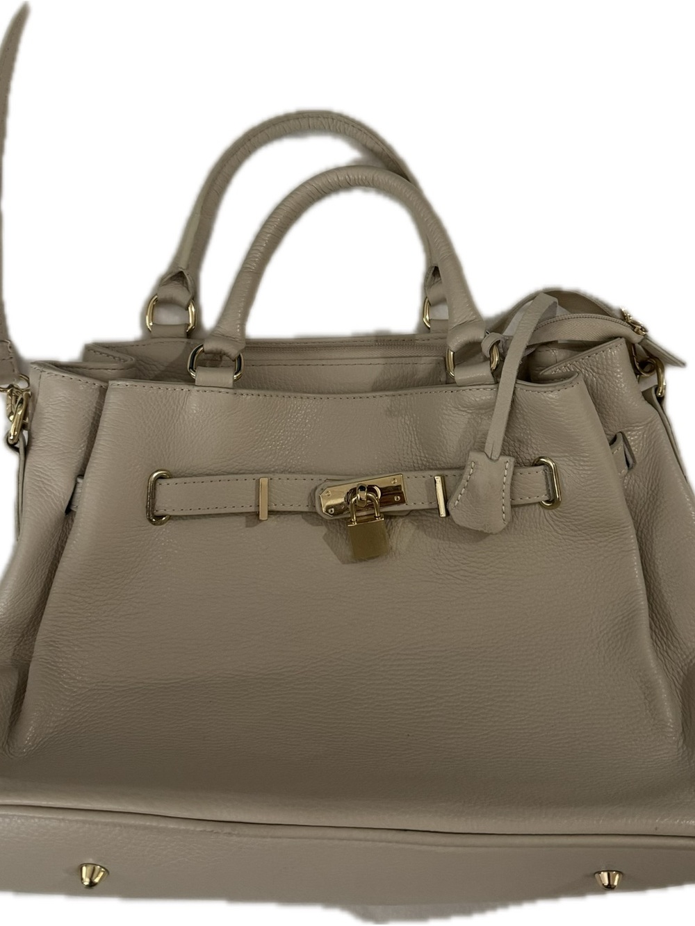 Italian  Leather Top-Handle & Crossbody Satchel with Gold Hardware